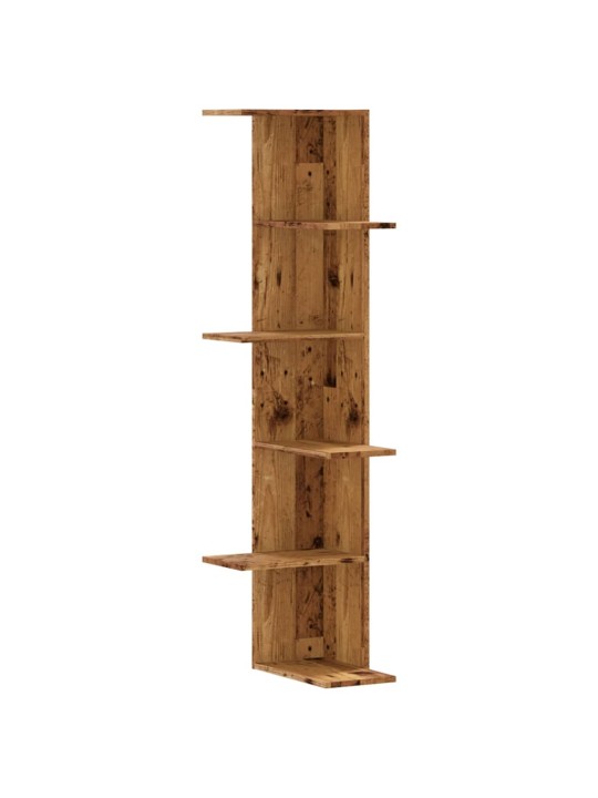 Nástěnná rohová police old wood 36,5 x 36,5 x 140 cm kompozit