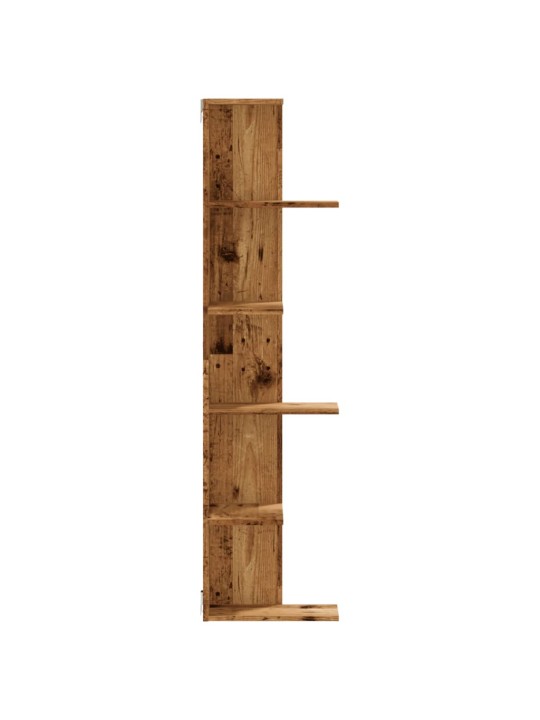 Nástěnná rohová police old wood 36,5 x 36,5 x 140 cm kompozit