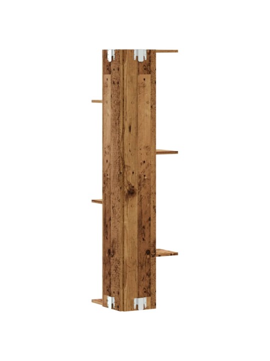 Nástěnná rohová police old wood 36,5 x 36,5 x 140 cm kompozit
