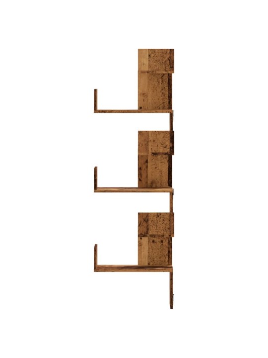 Nástěnná rohová police old wood 45x45x147 cm kompozitní dřevo