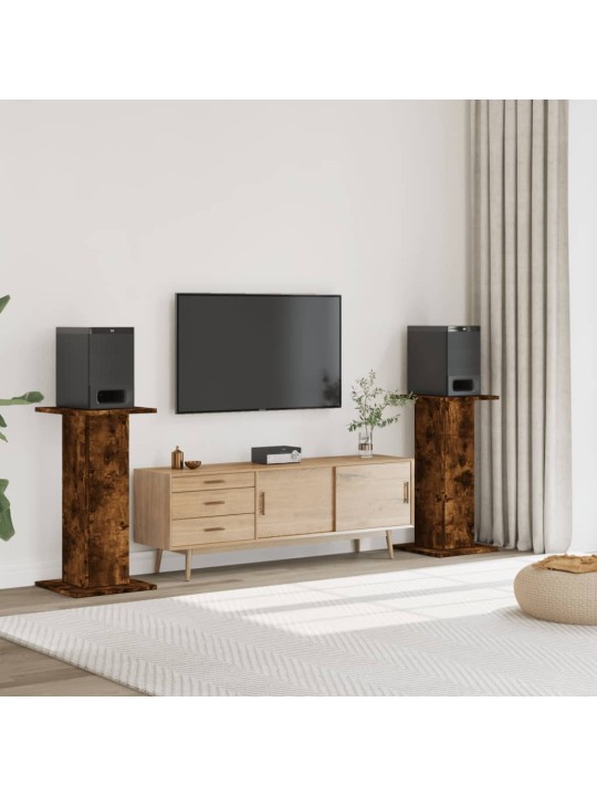 Stojany na reproduktory 2 ks kouřový dub 30x30x80 cm kompozit
