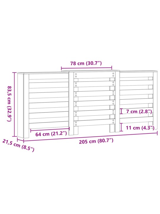 Kryt na radiátor dub sonoma 205x21,5x83,5 cm kompozitní dřevo