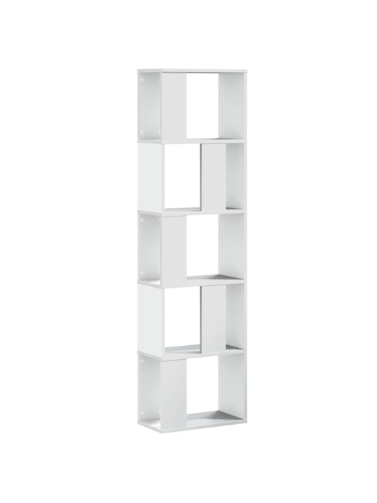 Knihovna 5patrová bílá 45 x 23,5 x 162,5 cm kompozitní dřevo