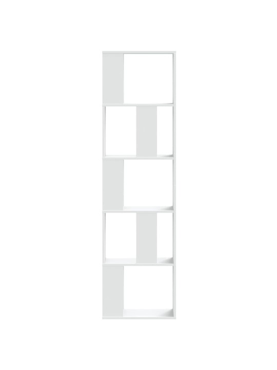 Knihovna 5patrová bílá 45 x 23,5 x 162,5 cm kompozitní dřevo