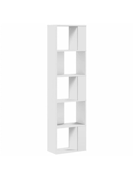 Knihovna 5patrová bílá 45 x 23,5 x 162,5 cm kompozitní dřevo