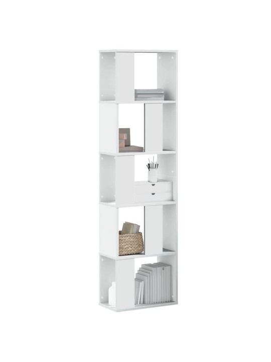 Knihovna 5patrová bílá 45 x 23,5 x 162,5 cm kompozitní dřevo