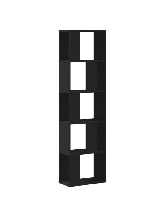 Knihovna 5patrová černá 45 x 23,5 x 162,5 cm kompozitní dřevo