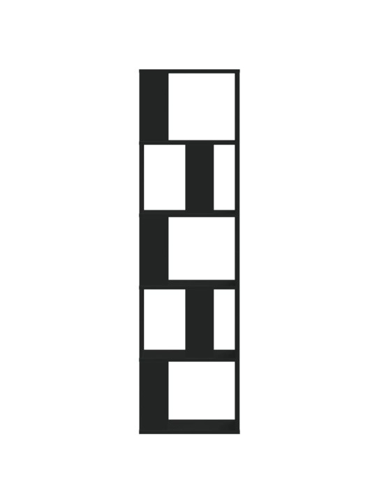 Knihovna 5patrová černá 45 x 23,5 x 162,5 cm kompozitní dřevo