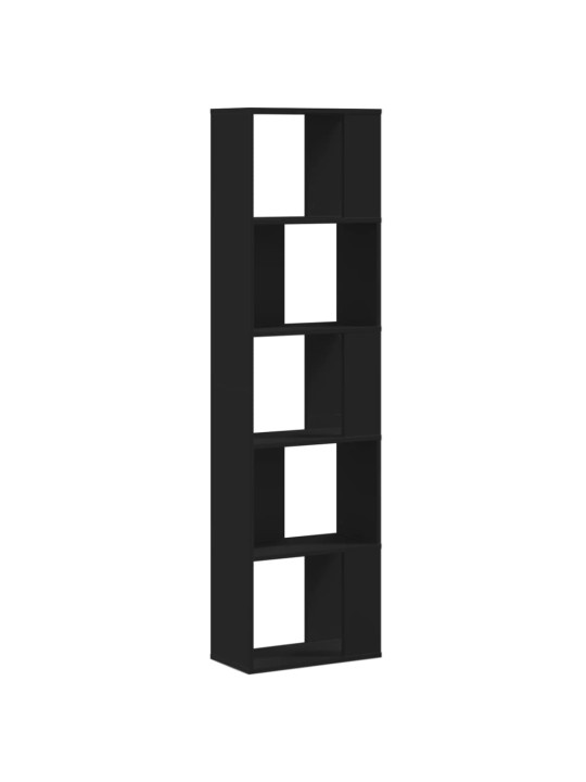 Knihovna 5patrová černá 45 x 23,5 x 162,5 cm kompozitní dřevo