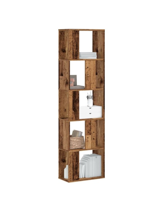 Knihovna 5patrová old wood 45x23,5x162,5 cm kompozitní dřevo