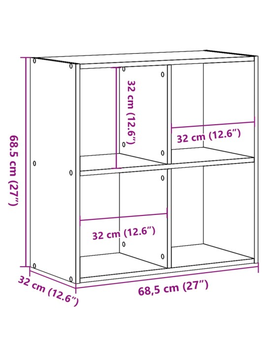 Knihovna betonově šedá 68,5 x 32 x 68,5 cm kompozitní dřevo