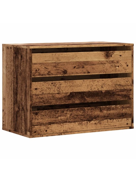 Rohová zásuvková komoda old wood 80x41x58 cm kompozitní dřevo