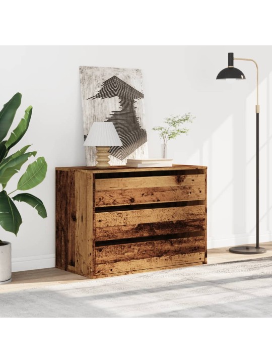 Rohová zásuvková komoda old wood 80x41x58 cm kompozitní dřevo