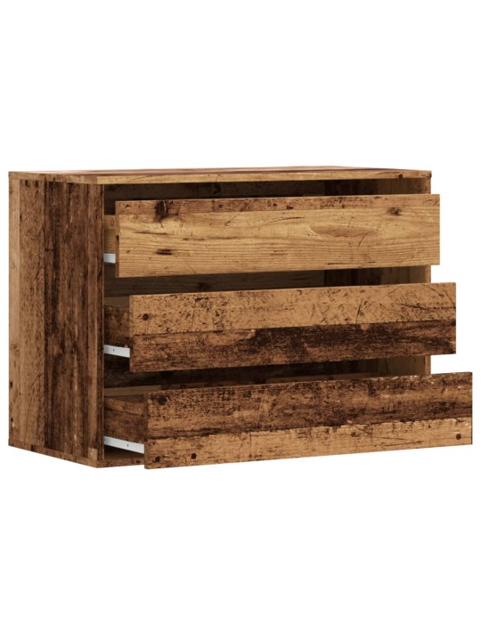 Rohová zásuvková komoda old wood 80x41x58 cm kompozitní dřevo