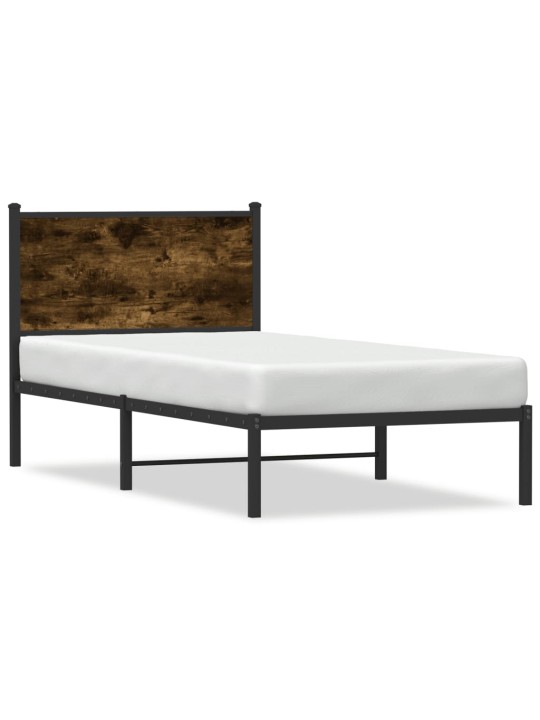 Kovový rám postele bez matrace kouřový dub 75 x 190 cm