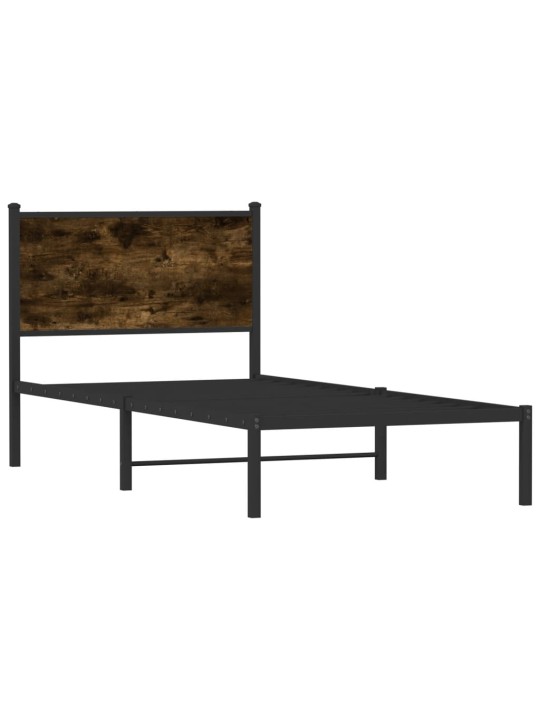 Kovový rám postele bez matrace kouřový dub 80 x 200 cm