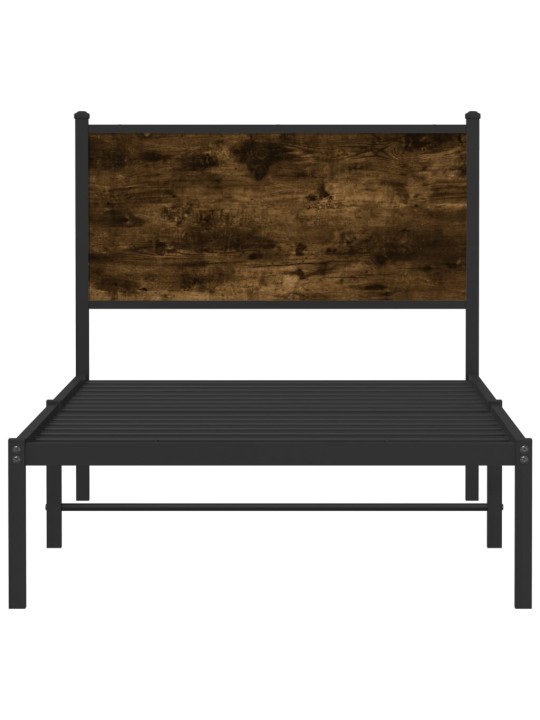 Kovový rám postele bez matrace kouřový dub 80 x 200 cm