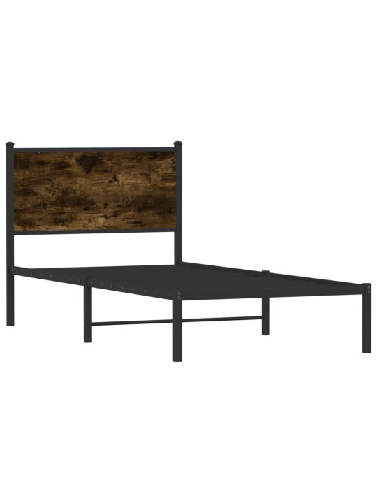 Kovový rám postele bez matrace kouřový dub 90 x 200 cm