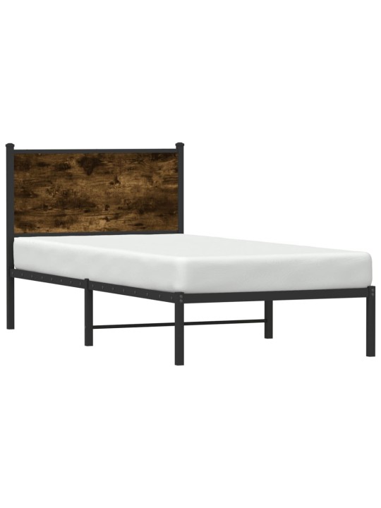 Kovový rám postele bez matrace kouřový dub 90 x 200 cm