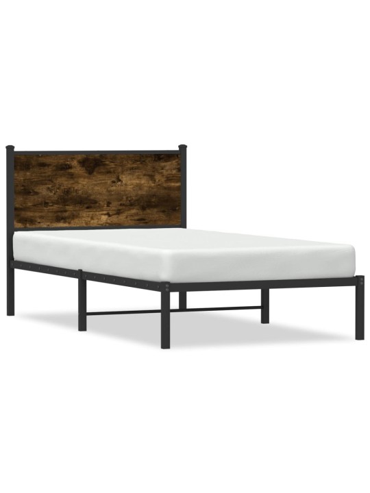 Kovový rám postele bez matrace kouřový dub 100 x 200 cm