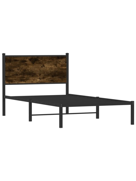Kovový rám postele bez matrace kouřový dub 100 x 200 cm