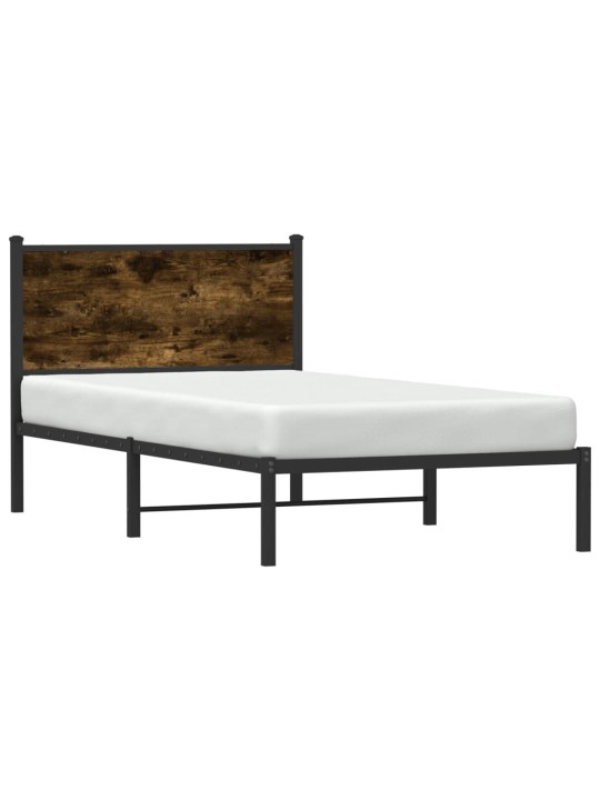 Kovový rám postele bez matrace kouřový dub 100 x 200 cm