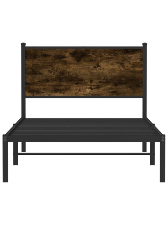 Kovový rám postele bez matrace kouřový dub 100 x 200 cm