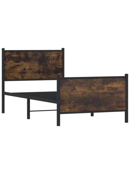 Kovový rám postele bez matrace kouřový dub 75 x 190 cm