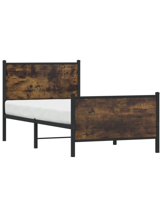 Kovový rám postele bez matrace kouřový dub 75 x 190 cm
