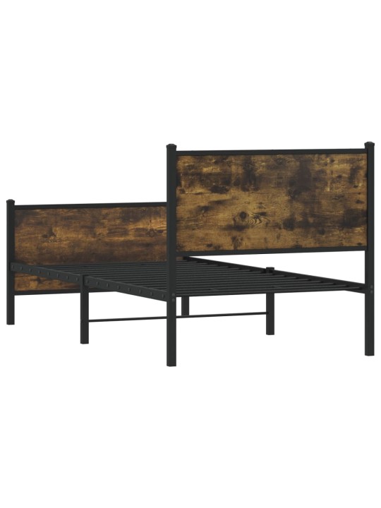 Kovový rám postele bez matrace kouřový dub 75 x 190 cm