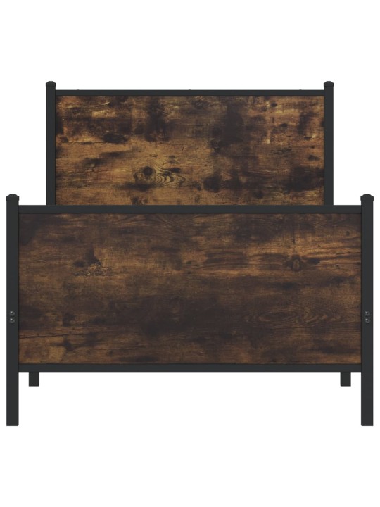 Kovový rám postele bez matrace kouřový dub 90 x 190 cm