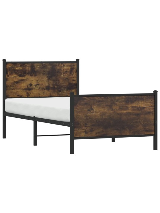 Kovový rám postele bez matrace kouřový dub 90 x 200 cm