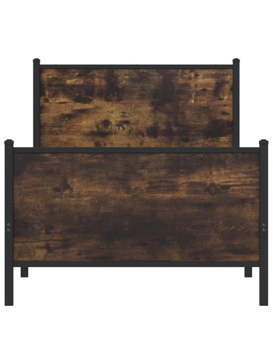 Kovový rám postele bez matrace kouřový dub 90 x 200 cm