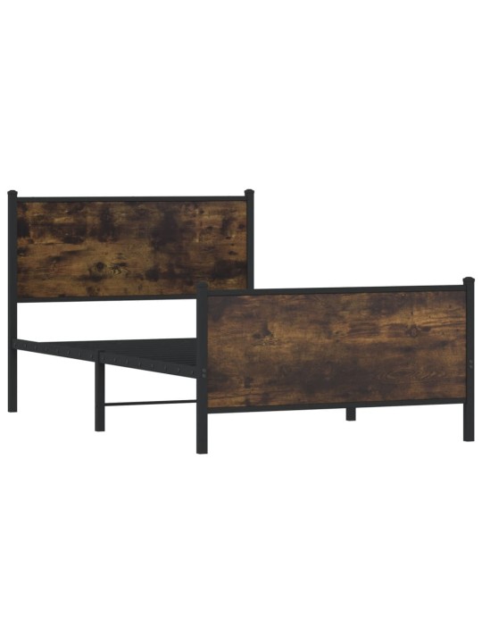 Kovový rám postele bez matrace kouřový dub 100 x 200 cm
