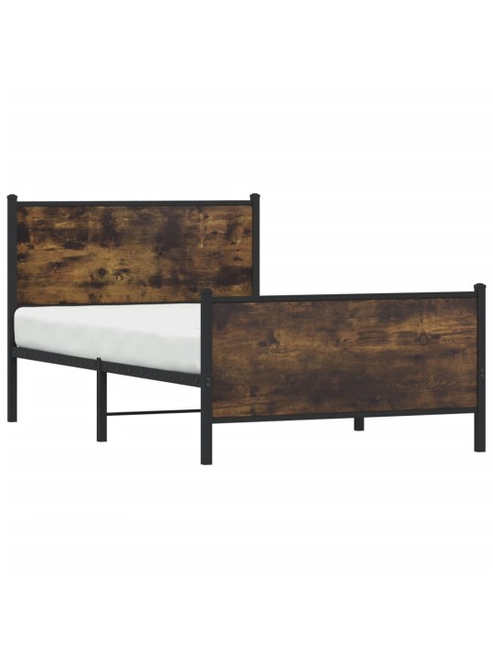 Kovový rám postele bez matrace kouřový dub 100 x 200 cm