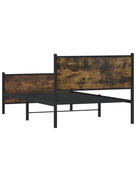 Kovový rám postele bez matrace kouřový dub 100 x 200 cm