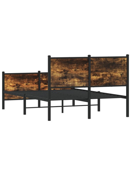 Kovový rám postele bez matrace kouřový dub 120 x 200 cm