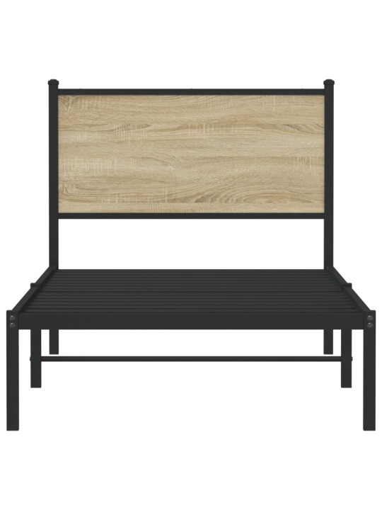 Kovový rám postele bez matrace dub sonoma 75 x 190 cm