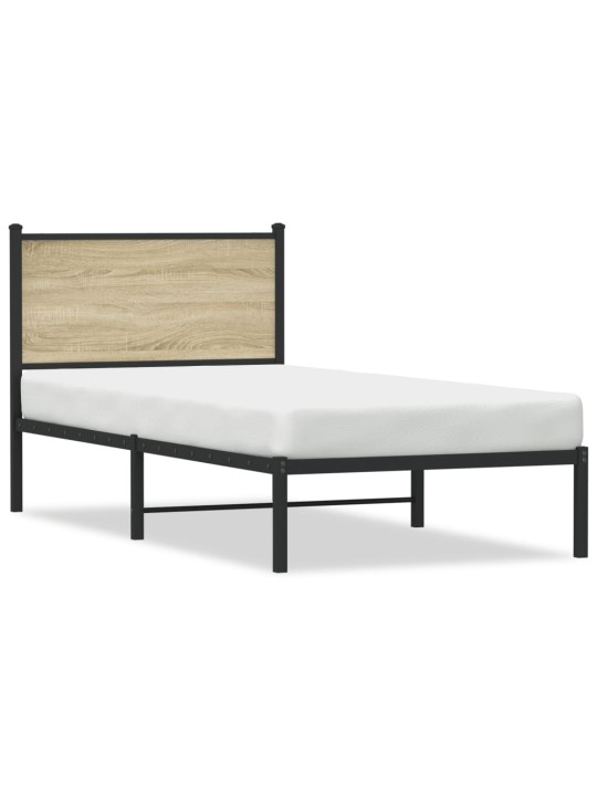 Kovový rám postele bez matrace dub sonoma 90 x 190 cm