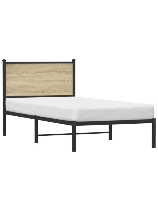 Kovový rám postele bez matrace dub sonoma 90 x 190 cm