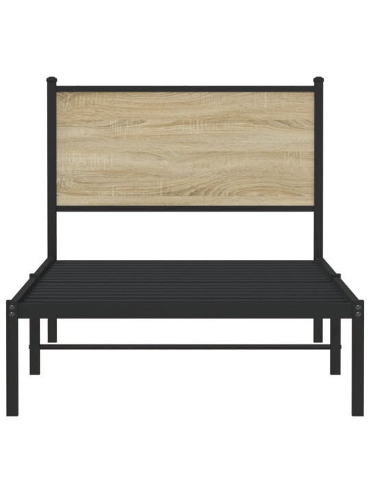 Kovový rám postele bez matrace dub sonoma 90 x 190 cm