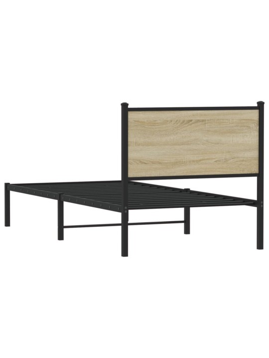 Kovový rám postele bez matrace dub sonoma 90 x 190 cm
