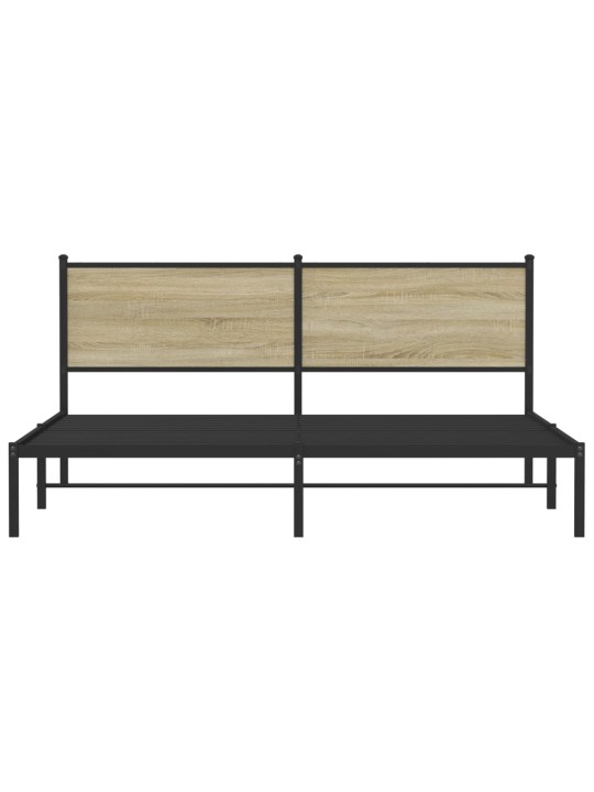 Kovový rám postele bez matrace dub sonoma 160 x 200 cm
