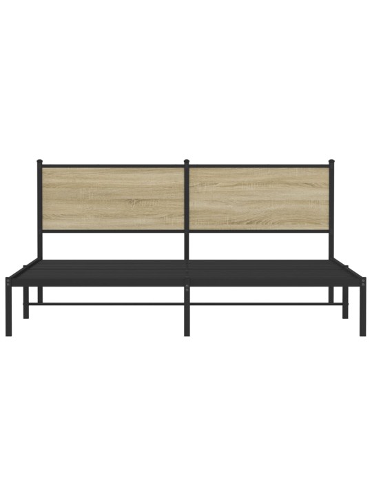 Kovový rám postele bez matrace dub sonoma 180 x 200 cm