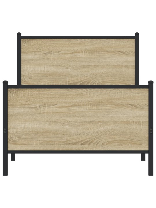 Kovový rám postele bez matrace dub sonoma 75 x 190 cm
