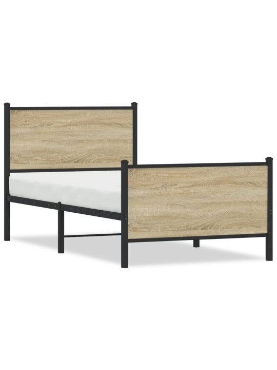 Kovový rám postele bez matrace dub sonoma 90 x 200 cm