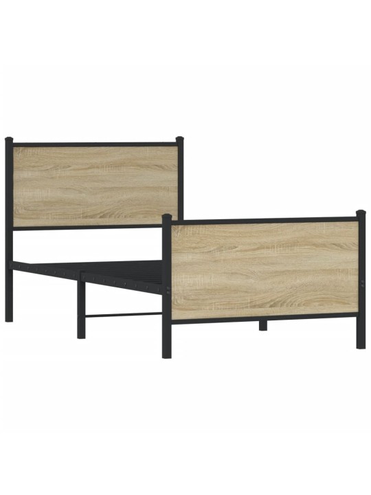 Kovový rám postele bez matrace dub sonoma 90 x 200 cm