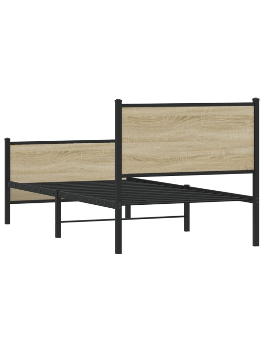 Kovový rám postele bez matrace dub sonoma 90 x 200 cm