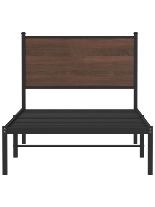 Kovový rám postele bez matrace hnědý dub 90 x 200 cm