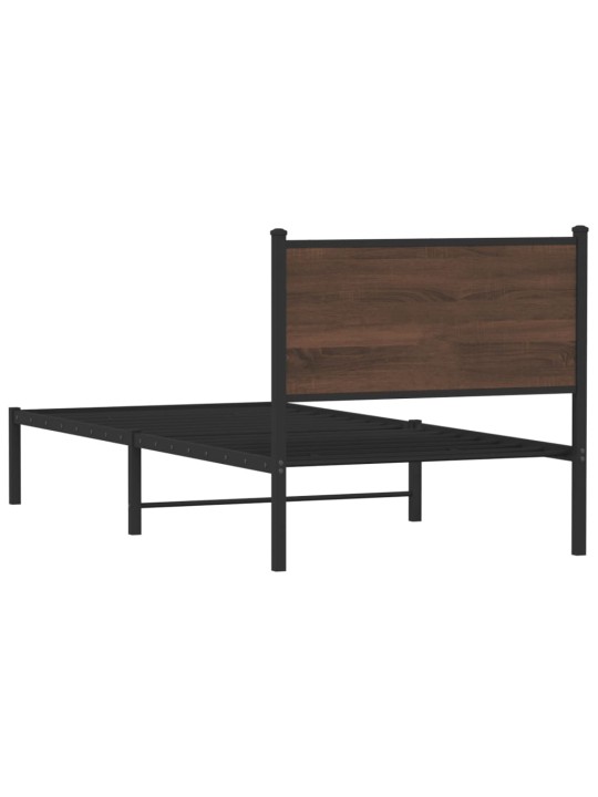 Kovový rám postele bez matrace hnědý dub 90 x 200 cm